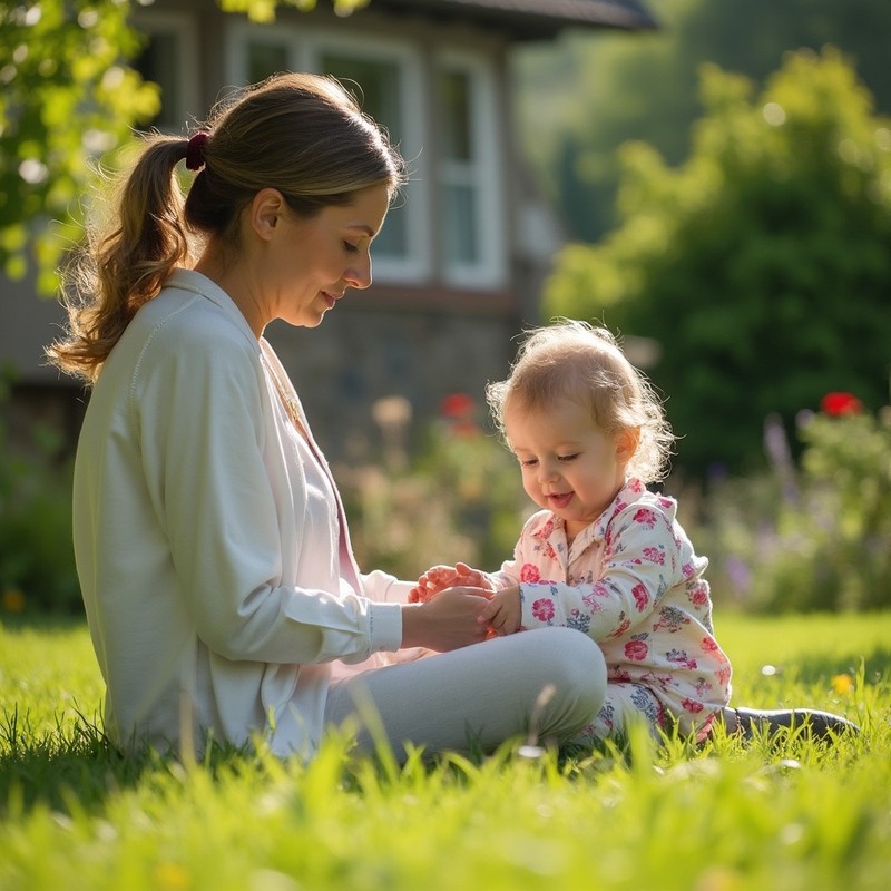 Die Mama ist glücklich, weil sie den perfekten, ausgefallenen Namen für ihr Baby gefunden hat.