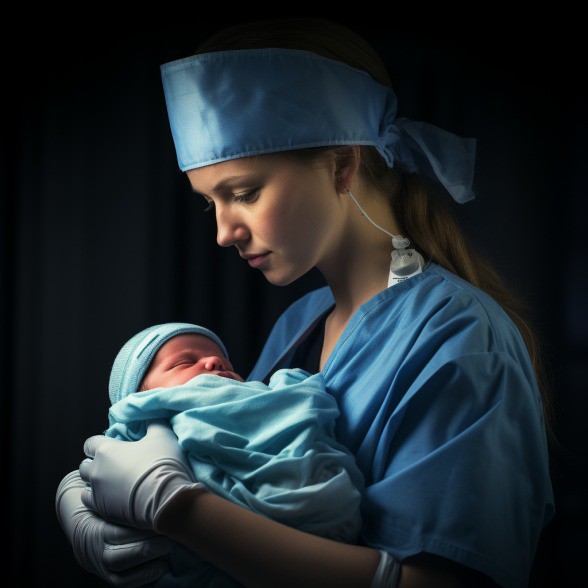 Eine Ärztin kümmert sich um ein Baby