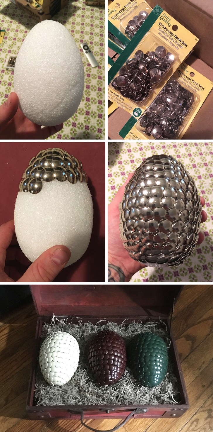 Dieses Bild zeigt Game of Thrones Eier, ein Geschenk eines Mannes an seine Freundin.