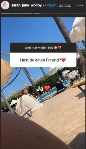 Auf Instagram sagt Sarah-Jane Wollny, dass sie einen neuen Freund hat