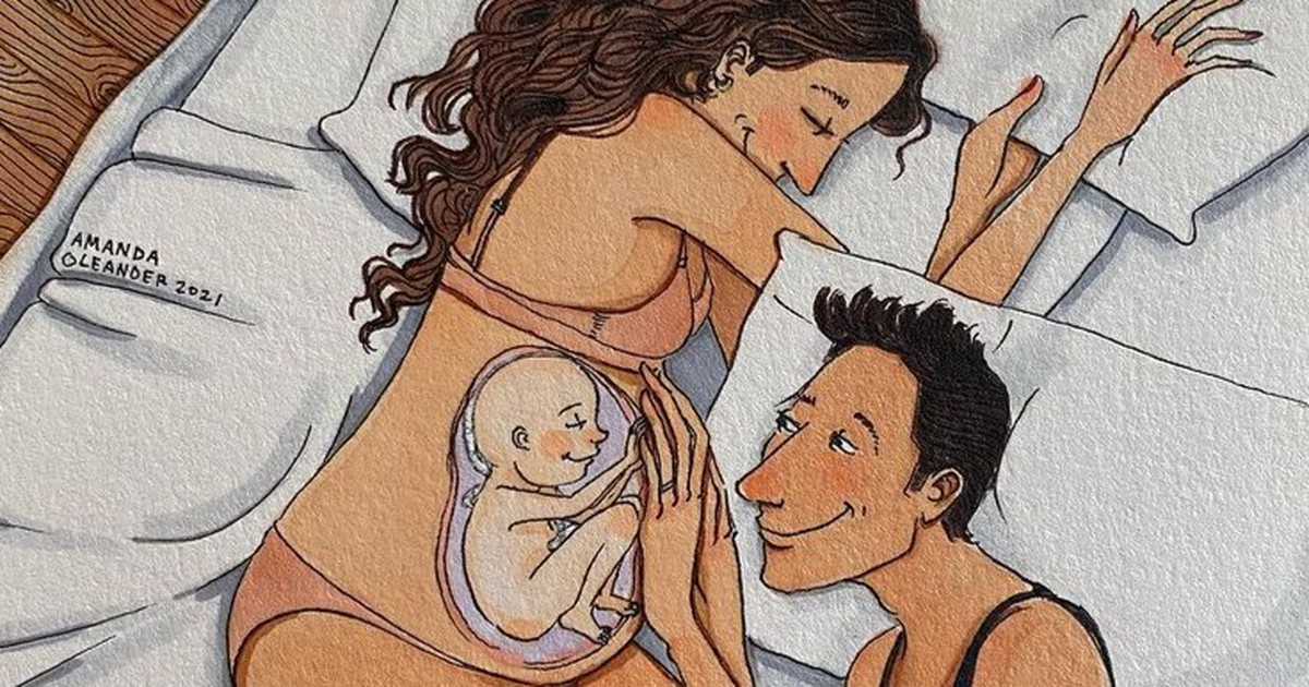 Künstlerin zeigt, wie die Schwangerschaft mit der großen Liebe ist