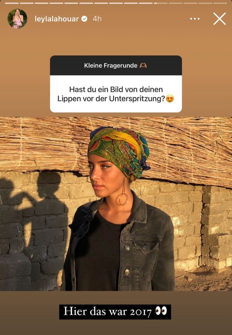 Der Reality-Star Leyla Lahouar zeigt sich auf Instagram mit natürlichen Lippen