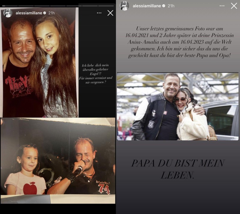 Alessia Herren ehrt ihren verstorbenen Papa Willi Herren am Vatertag und postet dazu emotionale Bilder und Worte