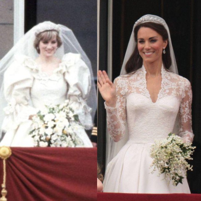 Princess Diana und Herzogin Kate bei ihrer Hochzeit