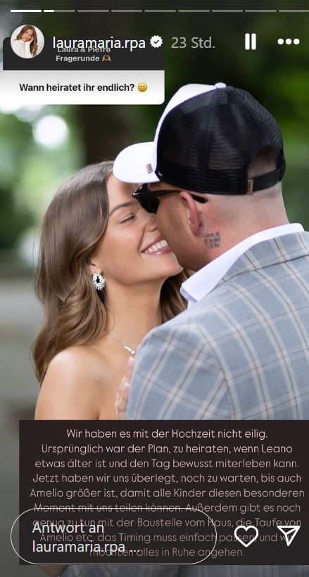 Pietro Lombardi und Laura Maria Rypa haben ihre Hochzeitspläne auf Eis gelegt.