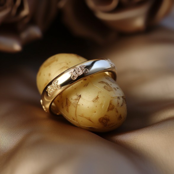Ein Ehering war in einer Kartoffel eingewachsen