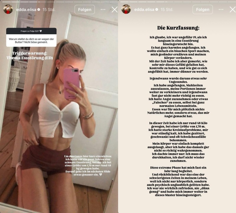 Edda machte ihre Essstörung öffentlich.
