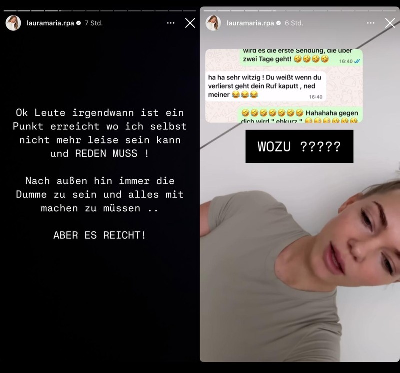 Laura Maria platz öffentlich der Kragen. Auf Instagram meldet sie sich zu Wort.