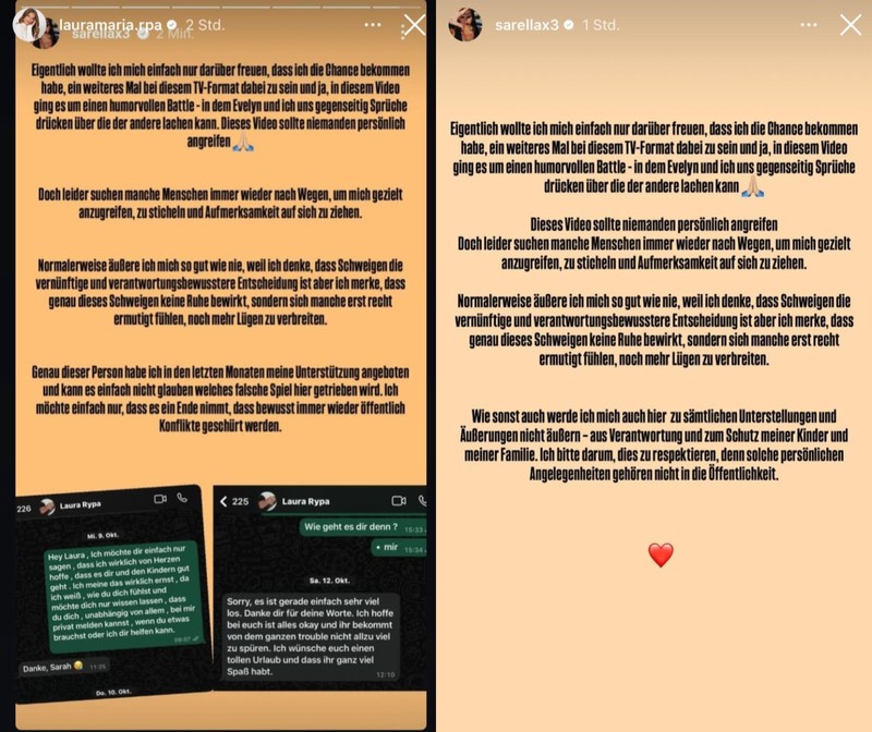 Sarah Engels teilt ebenfalls ein Statement auf Instagram.